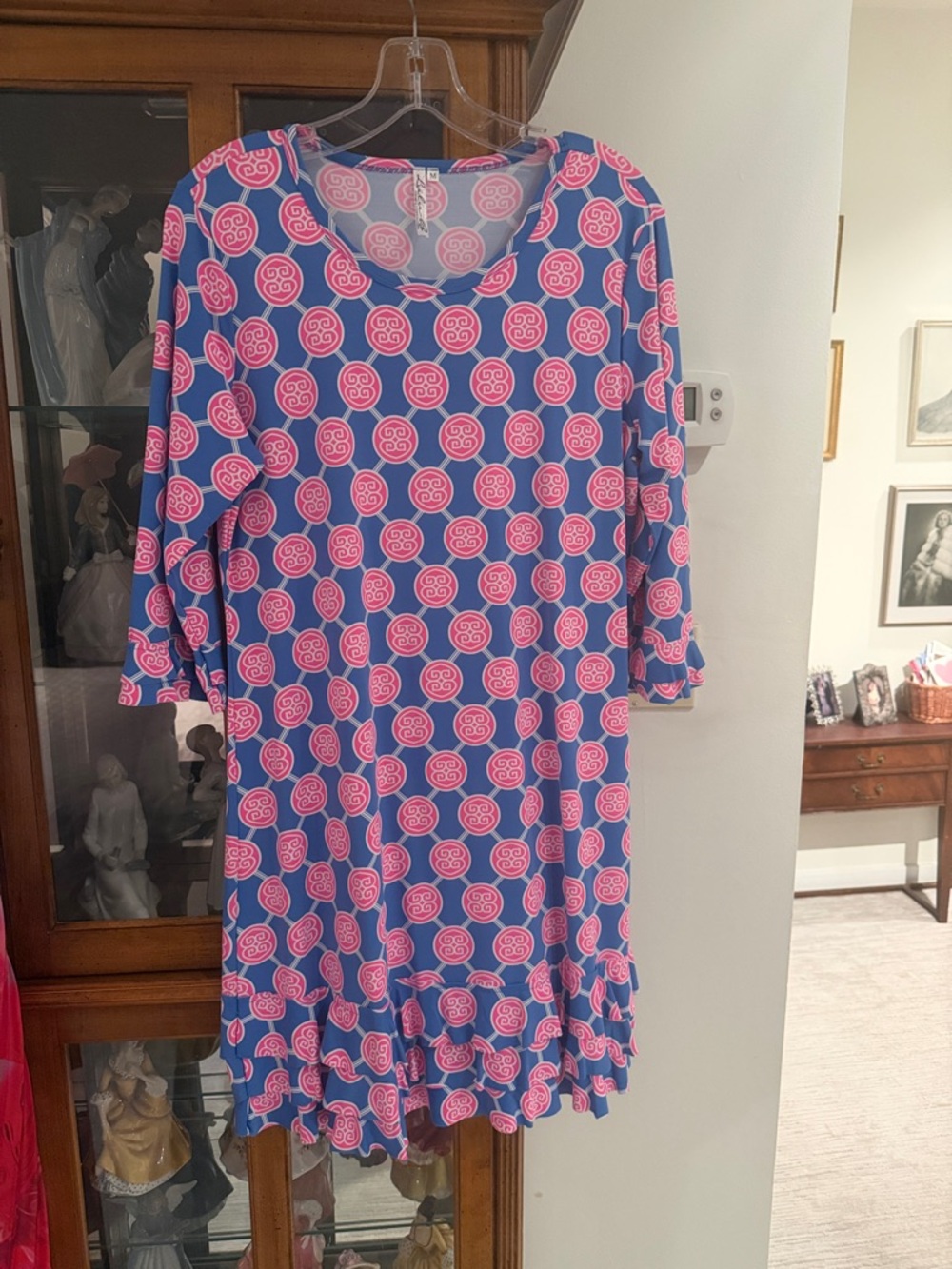 Lulu-B Blue Dress with Pink Circular Print